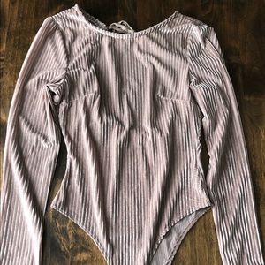Mauve Velvet Backless Bodysuit - M